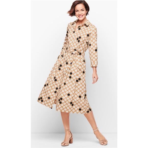 Talbots Dresses & Skirts - NWOT TALBOTS FLORAL DOT POPLIN SHIRTDRESS Size 12 P Coastal Preppy